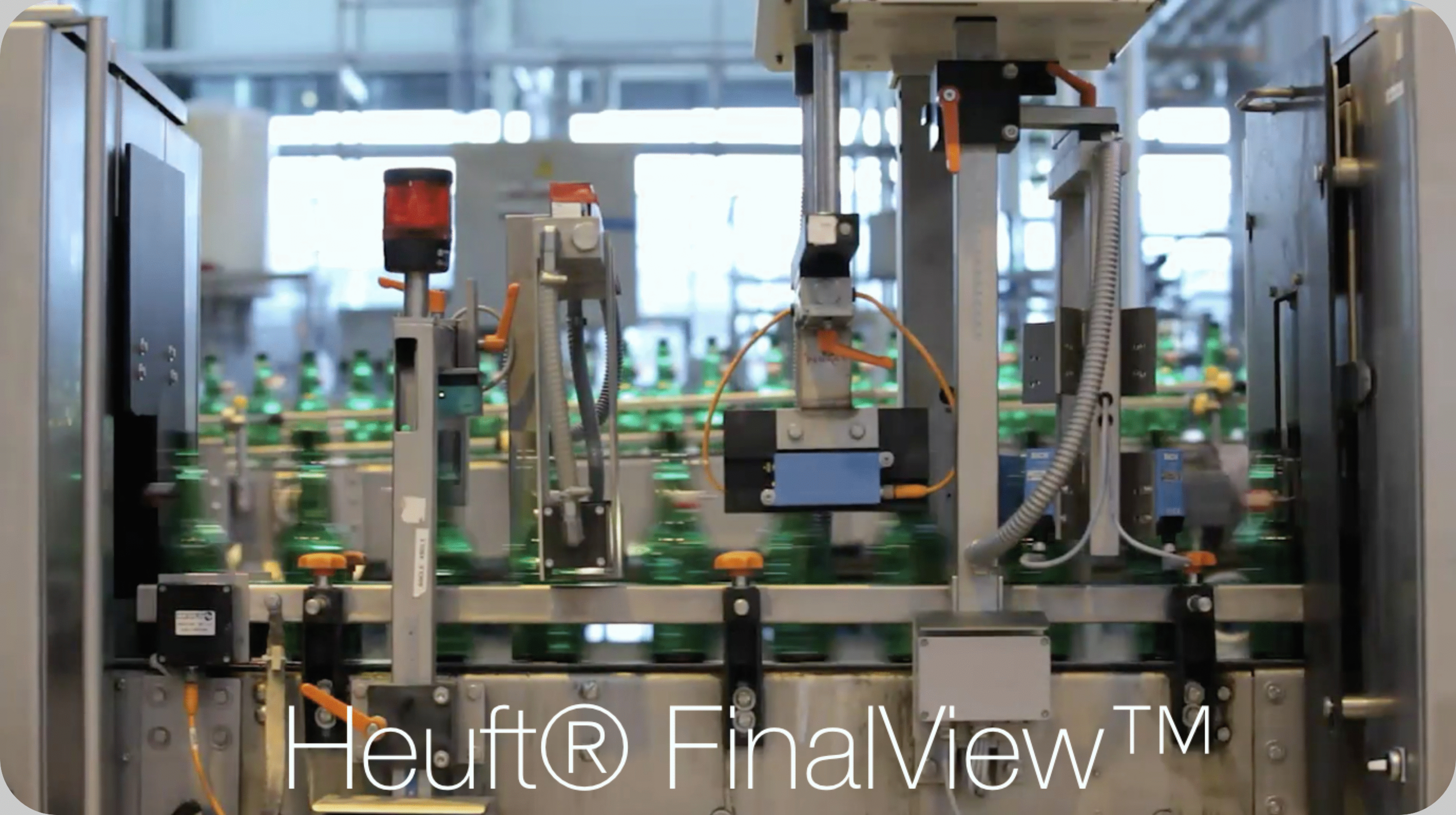 InLine and FinalView VISION at Grolsch Brewery. ITS INLINE™ EMPTY BOTTLE INSPECTOR INCLUDES A FINALVIEW™ FINAL INSPECTION SYSTEM to check for the clip lock correct position and orientation immediately before the bottles are sent to the Filler Machine, thus preventing possible damages of the Filler valves.  What here visible had been installed, wired and powered by our staff (images credit Grolsch Brewery, a SAB Miller Company, authored by Shot the Rabbit, 2013)